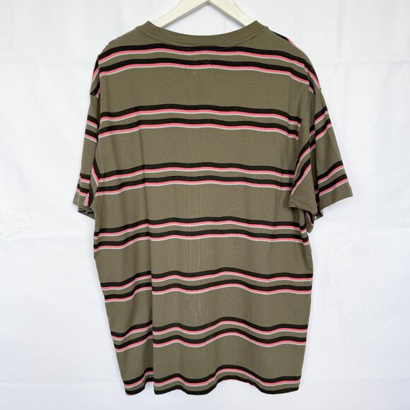 Levis Olive Green Pink Stripe T-Shirt - Picture 2 of 4